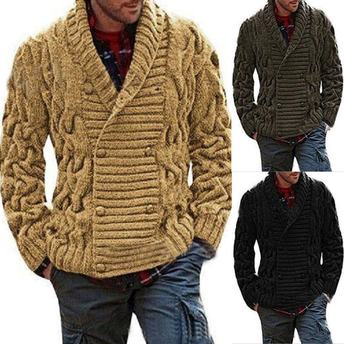 Herren Grobstrick-Cardigan mit Schalkragen und Zopfmuster Shop Nory