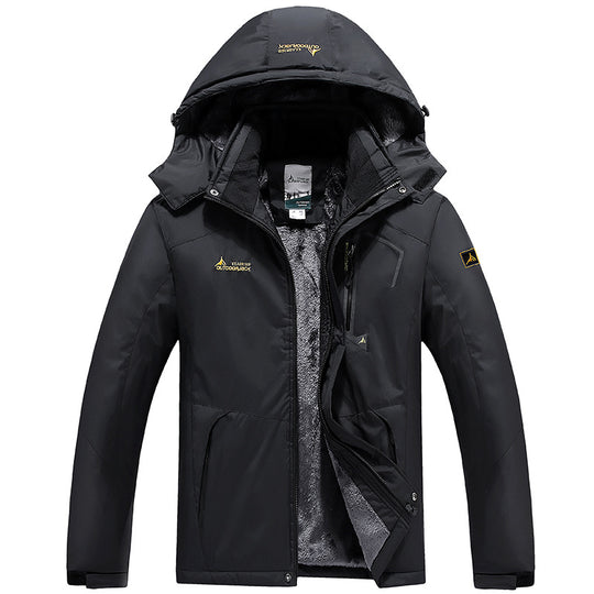 Herren Multifunktionale Softshell-Outdoorjacke mit Fleece-Innenfutter und abnehmbarer Kapuze Shop Nory