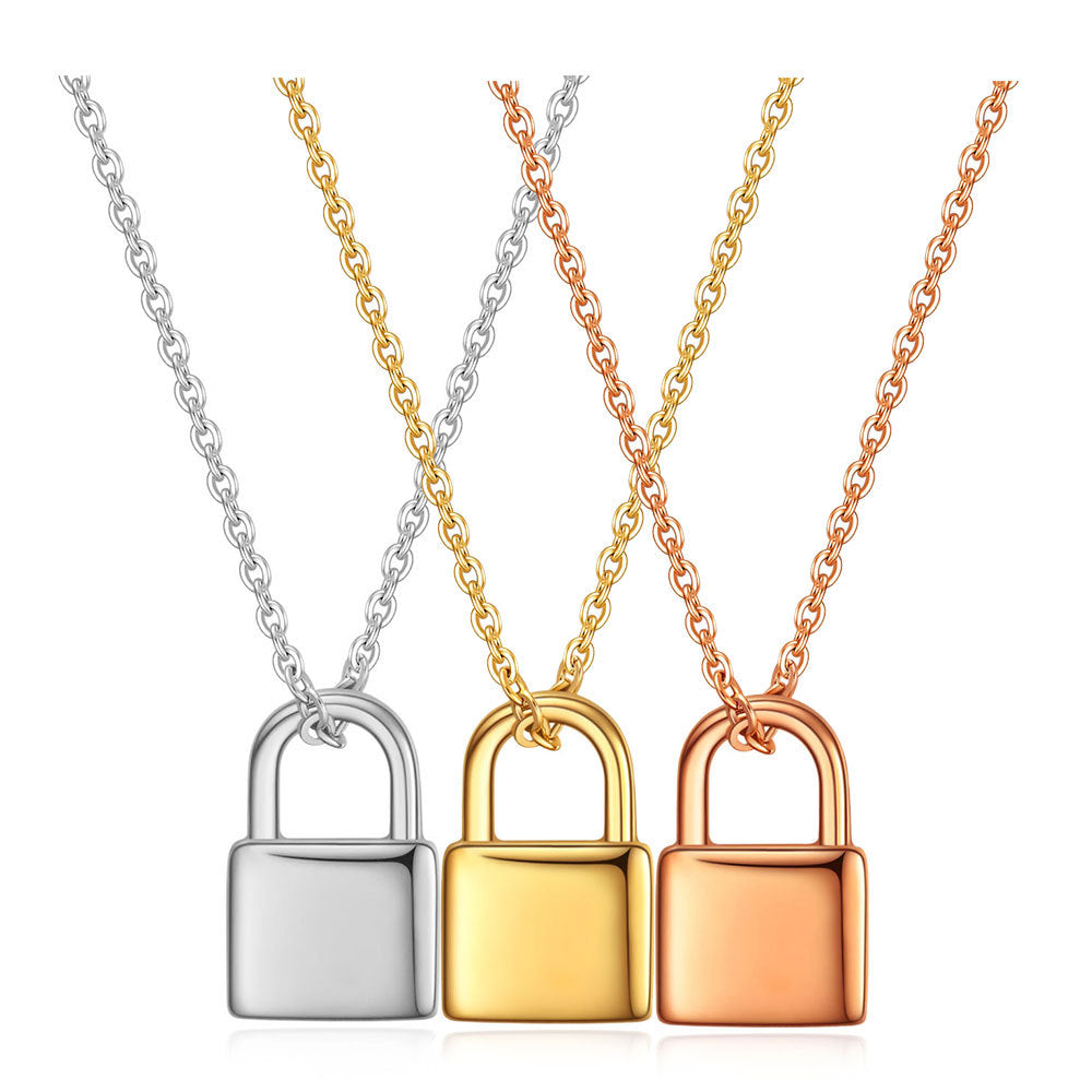 Damen Halskette mit stilvollem Vorhängeschloss-Anhänger und feiner Gliederkette Shop Nory
