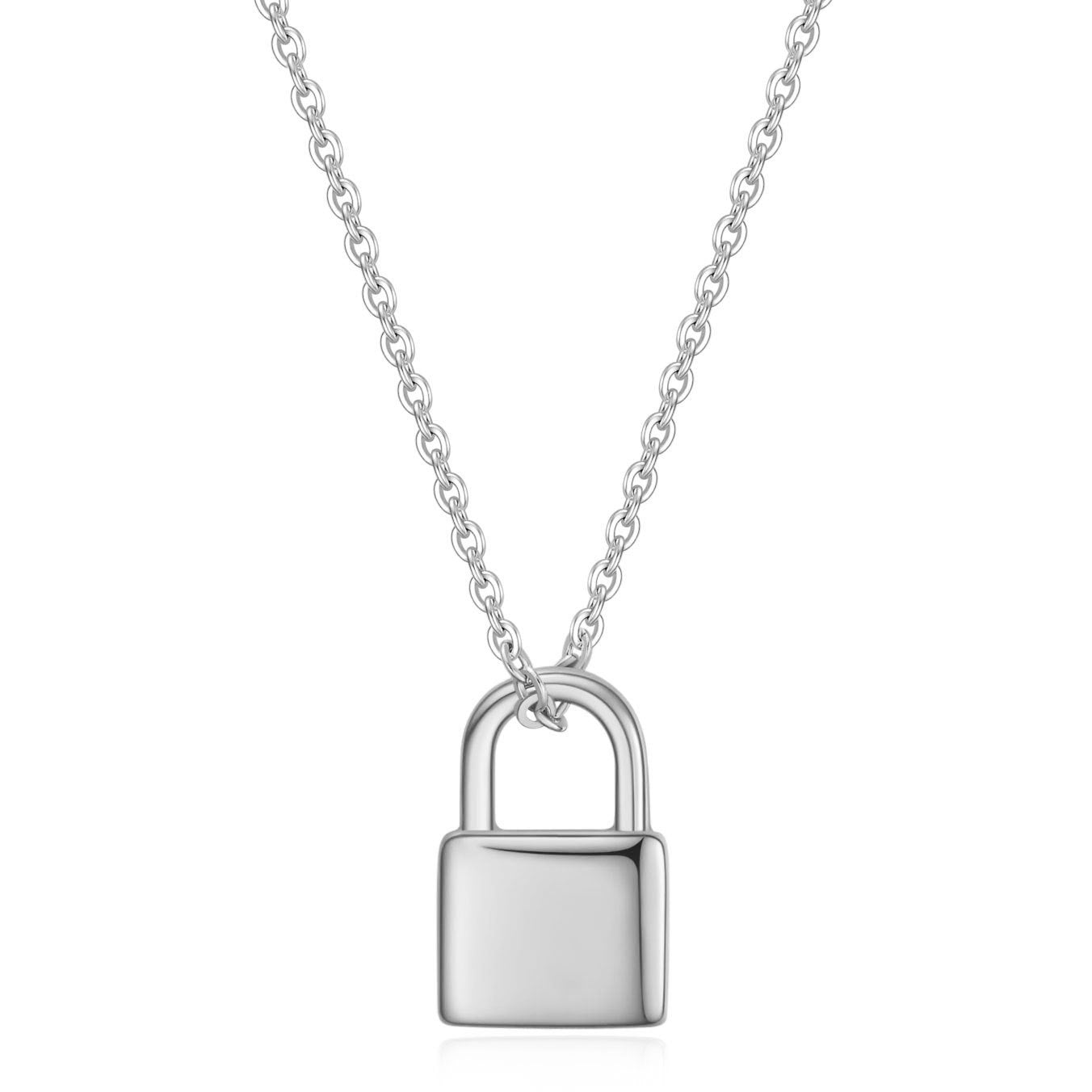 Damen Halskette mit stilvollem Vorhängeschloss-Anhänger und feiner Gliederkette Shop Nory