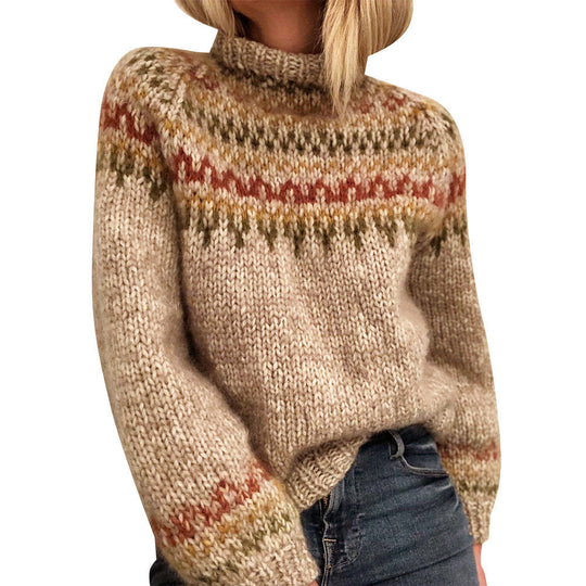Isländischer Strickpullover mit Muster Wollmischung Warm und Zeitlos
