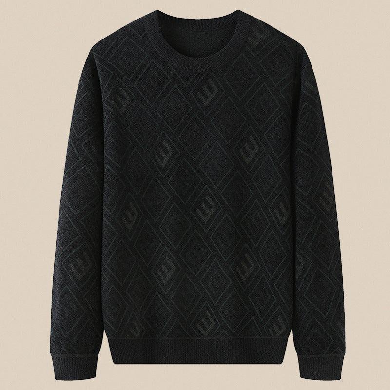 Herren Rauten-Jacquard Rundhalspullover aus feinem Strick Shop Nory