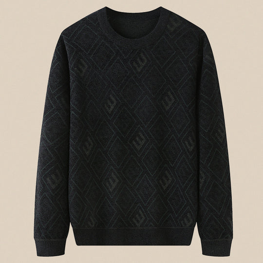 Herren Rauten-Jacquard Rundhalspullover aus feinem Strick Shop Nory