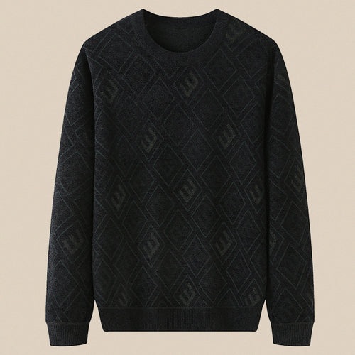 Herren Rauten-Jacquard Rundhalspullover aus feinem Strick Shop Nory