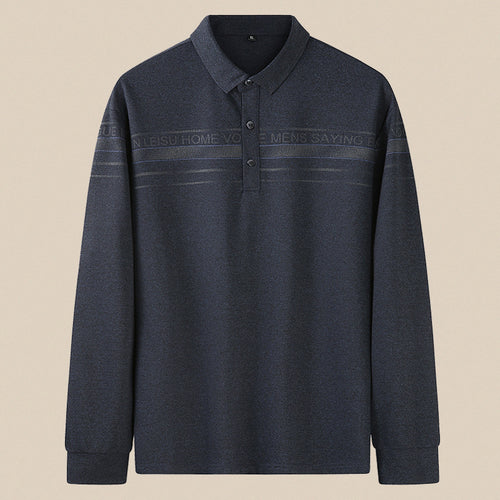 Herren Langarm-Poloshirt mit Kragen, Knopfleiste und feiner Struktur Shop Nory