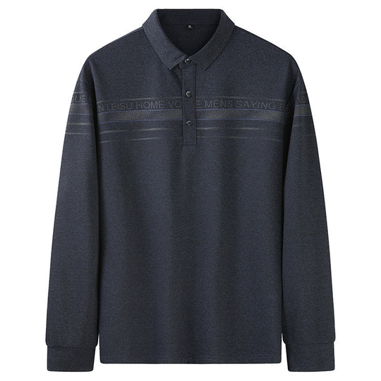 Herren Langarm-Poloshirt mit Kragen, Knopfleiste und feiner Struktur Shop Nory