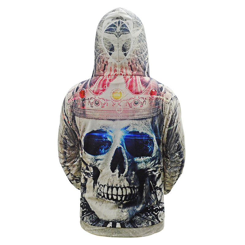 Herren Kapuzenpullover mit allover Totenkopf-Print & Kängurutasche Shop Nory