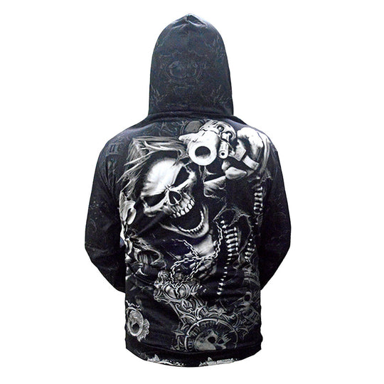 Herren Kapuzenpullover mit allover Totenkopf-Print & Kängurutasche Shop Nory