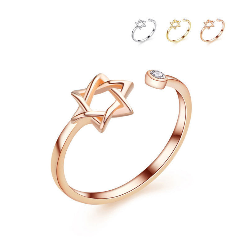 Damen Offener Ring mit kunstvollem Sternmotiv und funkelndem Kristall Shop Nory