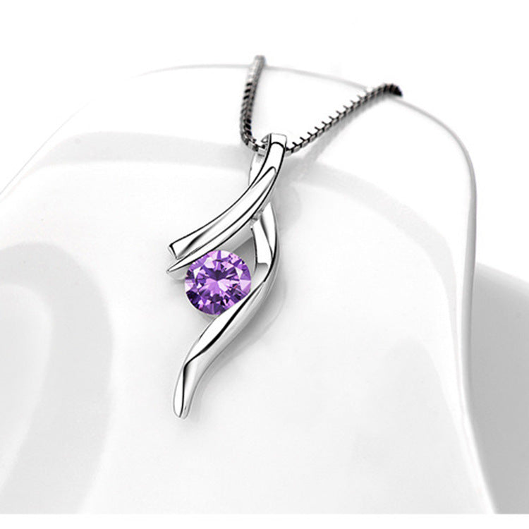 Damen Halskette mit elegantem, geschwungenem Design und funkelndem Zirkonia Shop Nory