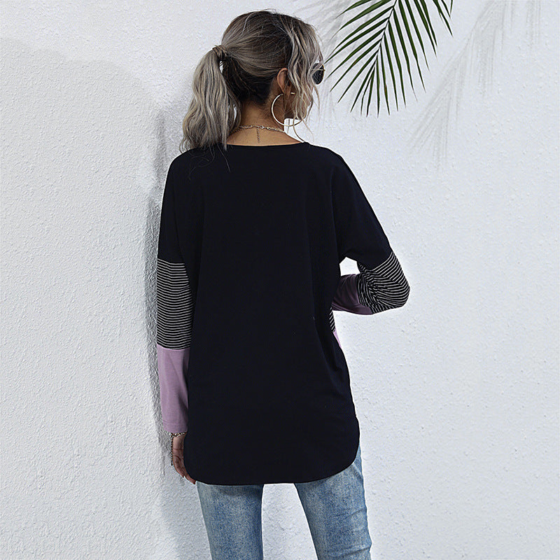 Damen Leichtes Colorblock-Longsleeve mit Knopfleiste & Knotenfront Shop Nory