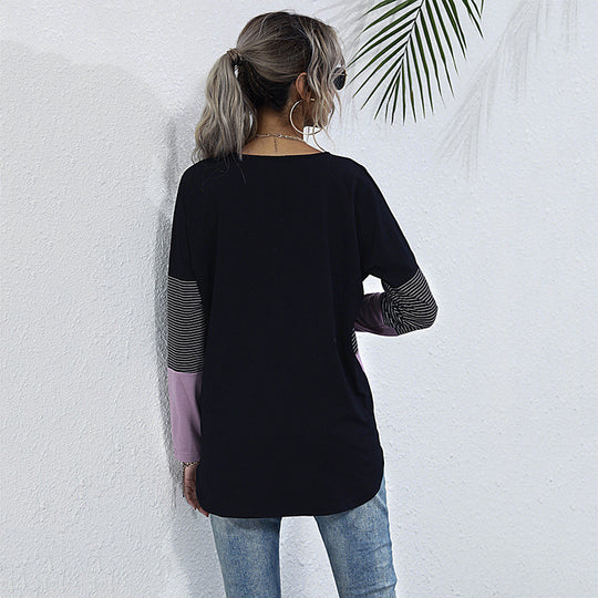Damen Leichtes Colorblock-Longsleeve mit Knopfleiste & Knotenfront Shop Nory