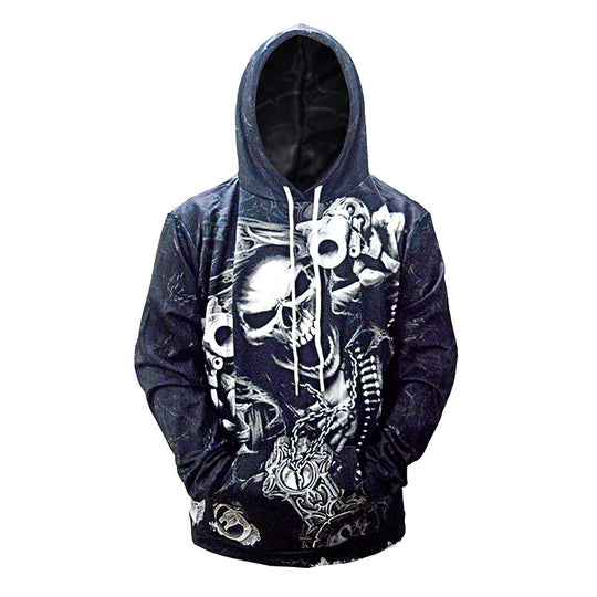 Herren Kapuzenpullover mit allover Totenkopf-Print & Kängurutasche Shop Nory