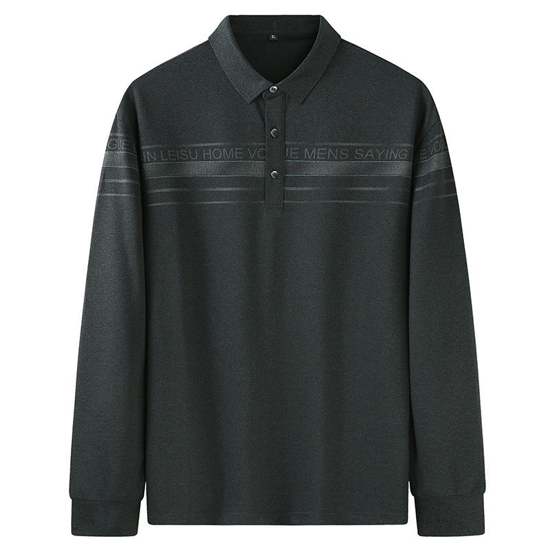 Herren Langarm-Poloshirt mit Kragen, Knopfleiste und feiner Struktur Shop Nory