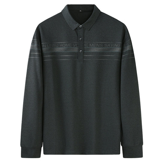 Herren Langarm-Poloshirt mit Kragen, Knopfleiste und feiner Struktur Shop Nory