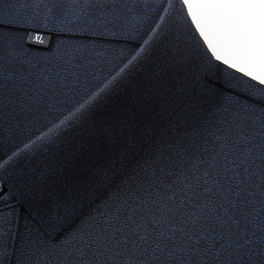 Herren Langarm-Poloshirt mit Kragen, Knopfleiste und feiner Struktur Shop Nory