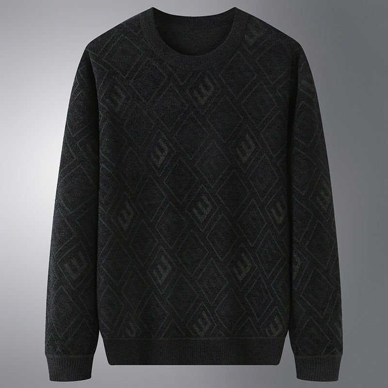 Herren Rauten-Jacquard Rundhalspullover aus feinem Strick Shop Nory