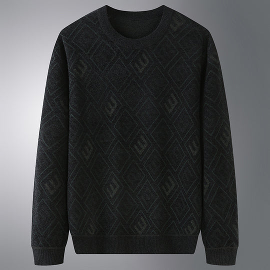 Herren Rauten-Jacquard Rundhalspullover aus feinem Strick Shop Nory