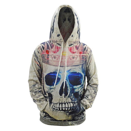 Herren Kapuzenpullover mit allover Totenkopf-Print & Kängurutasche Shop Nory