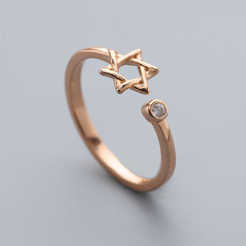Damen Offener Ring mit kunstvollem Sternmotiv und funkelndem Kristall Shop Nory