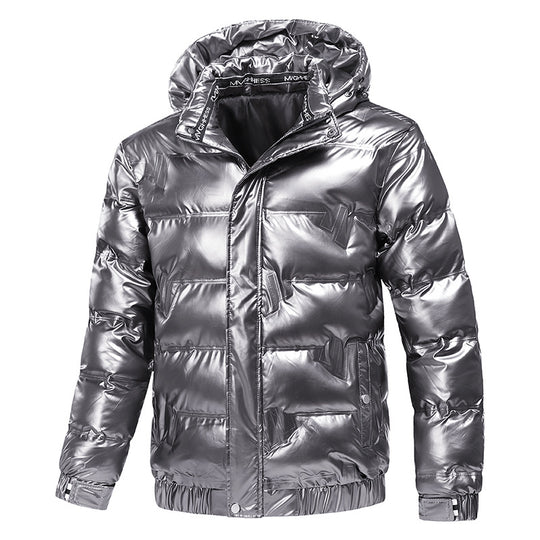 Herren Glänzende gesteppte Winterjacke mit Kapuze und thermischer Wattierung Shop Nory