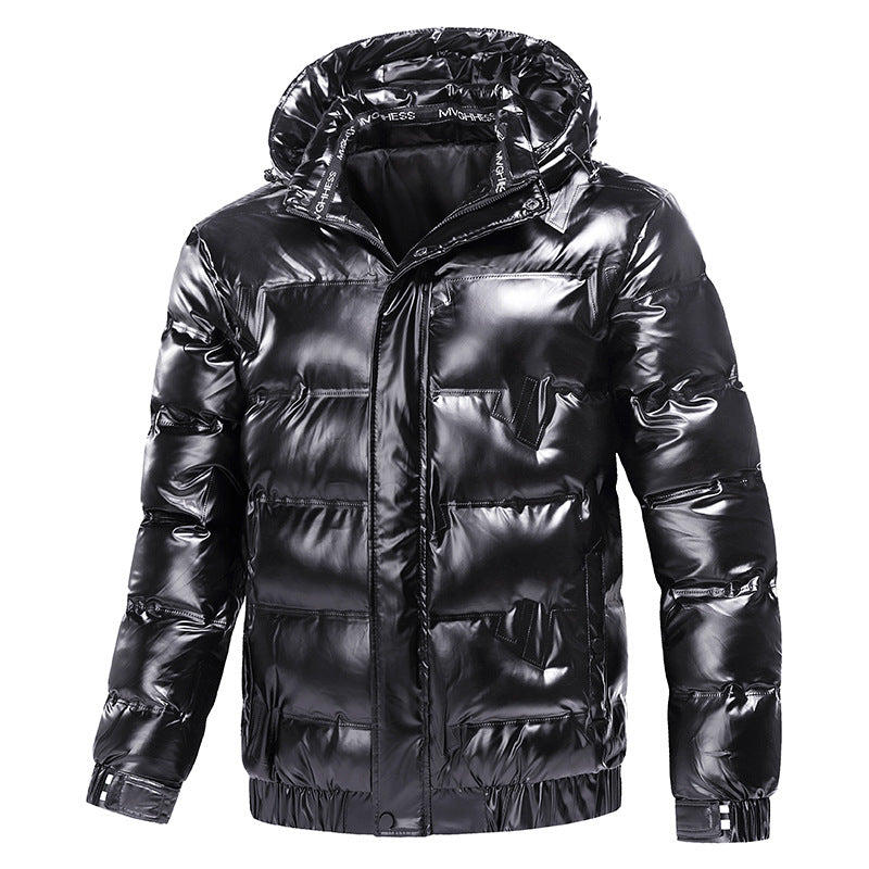 Herren Glänzende gesteppte Winterjacke mit Kapuze und thermischer Wattierung Shop Nory