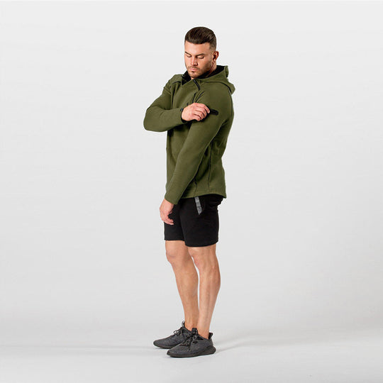 Herren Enganliegender Performance-Fit Hoodie mit Kapuze, Kängurutasche und Schulter-Reißverschluss Shop Nory