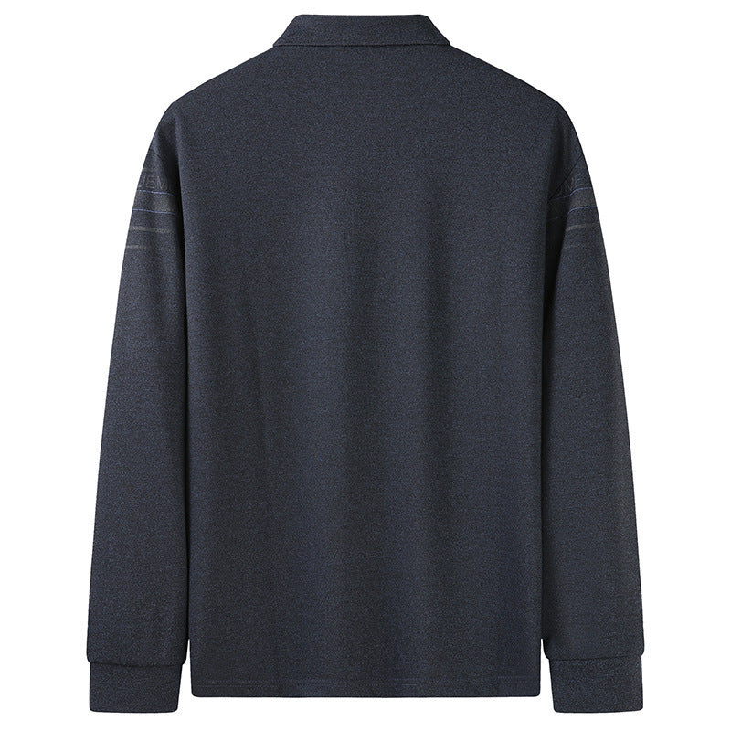 Herren Langarm-Poloshirt mit Kragen, Knopfleiste und feiner Struktur Shop Nory