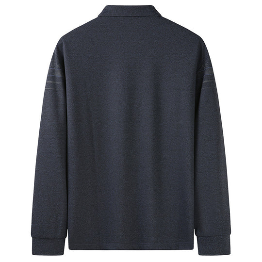 Herren Langarm-Poloshirt mit Kragen, Knopfleiste und feiner Struktur Shop Nory