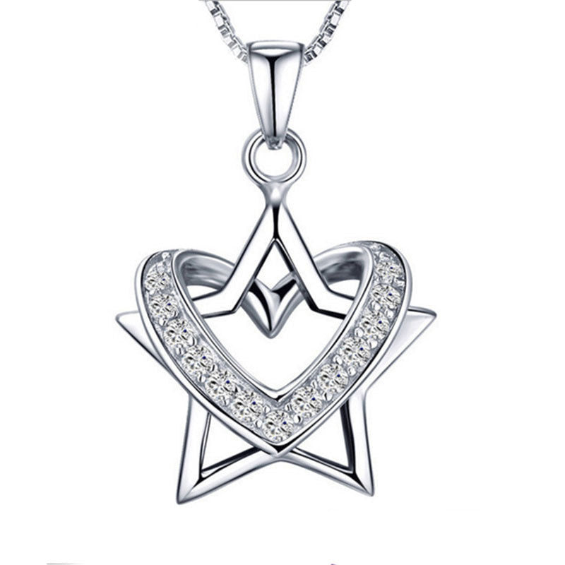 Damen Halskette mit funkelndem Sternenhänger und Herzdesign Shop Nory