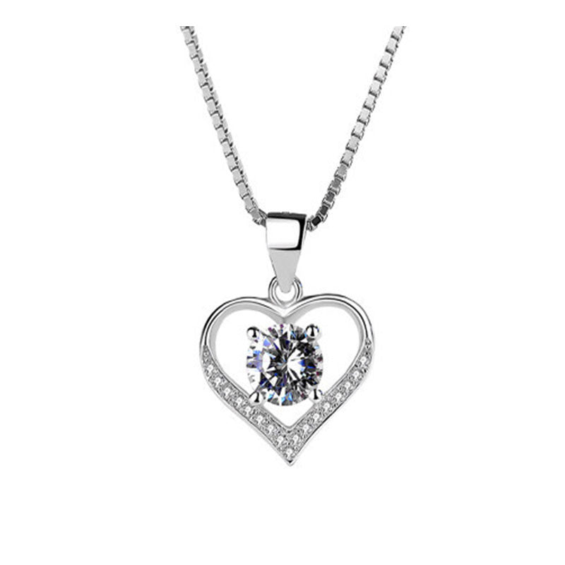 Damen Halskette mit herzförmigem Anhänger und funkelndem Zirkonia-Besatz Shop Nory 1781703091