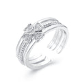 Damen Offener Ring mit herzförmigen Zirkonia-Akzenten Shop Nory