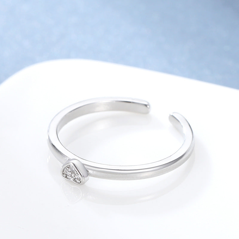 Damen Offener Ring mit herzförmigen Zirkonia-Akzenten Shop Nory
