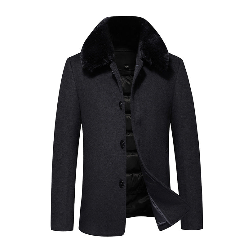Herren Wollmantel mit gesteppter Thermofütterung und Kunstpelzkragen Shop Nory