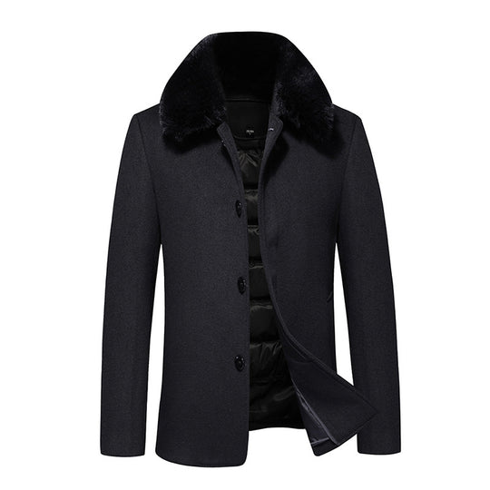 Herren Wollmantel mit gesteppter Thermofütterung und Kunstpelzkragen Shop Nory