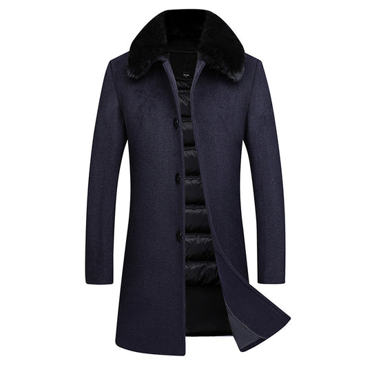 Herren Wollmantel mit gesteppter Thermofütterung und Kunstpelzkragen Shop Nory