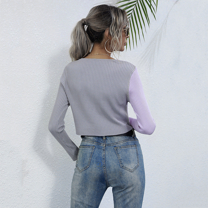 Damen Cropped Rippstrick-Cardigan mit V‑Ausschnitt und durchgehender Knopfleiste Shop Nory