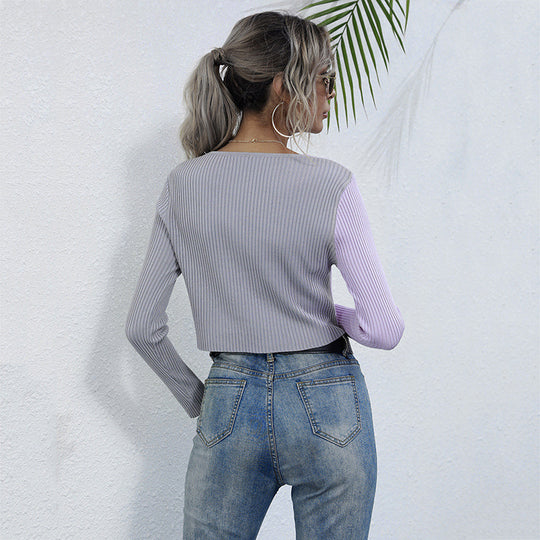 Damen Cropped Rippstrick-Cardigan mit V‑Ausschnitt und durchgehender Knopfleiste Shop Nory