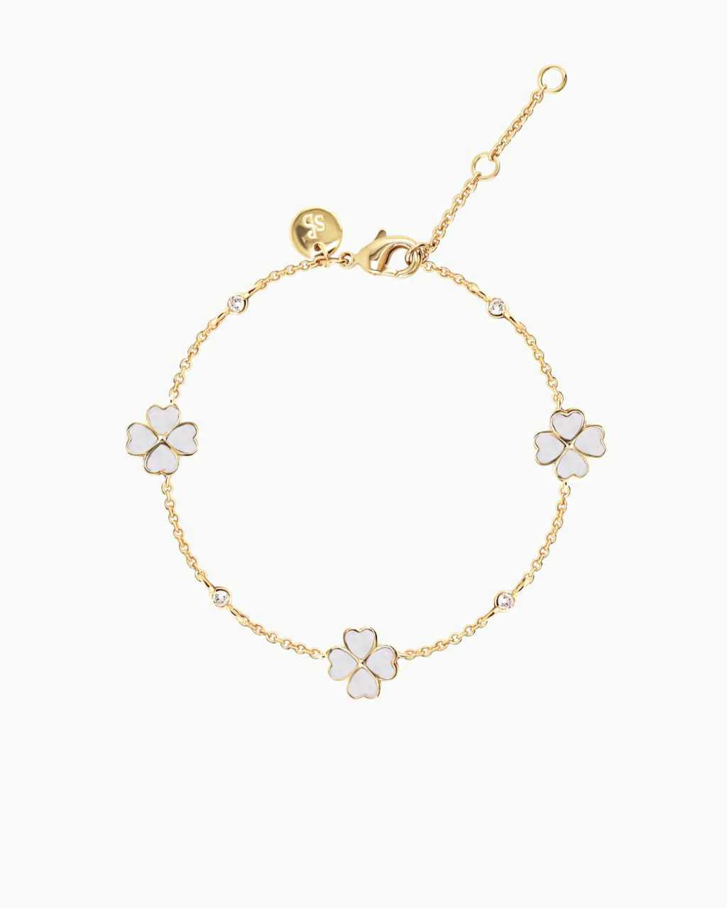 Lucky Bloom Kleeblatt Perlen Gold Kettenarmband | Shop Nory