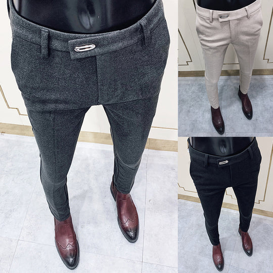 Herren tapered Businesshose mit elastischem Bund, verdecktem Verschluss und schmaler Schnitt Shop Nory