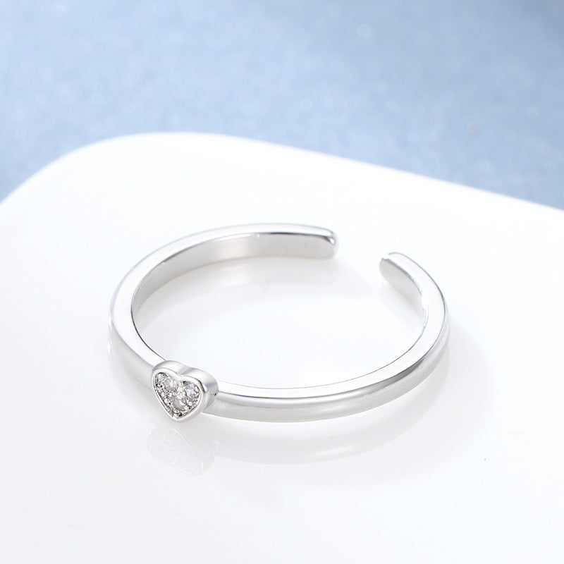 Damen Offener Ring mit herzförmigen Zirkonia-Akzenten Shop Nory
