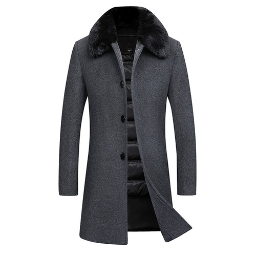 Herren Wollmantel mit gesteppter Thermofütterung und Kunstpelzkragen Shop Nory