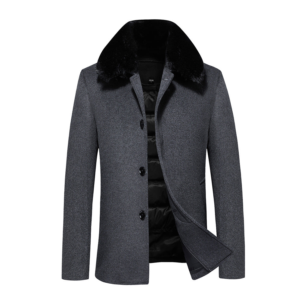 Herren Wollmantel mit gesteppter Thermofütterung und Kunstpelzkragen Shop Nory