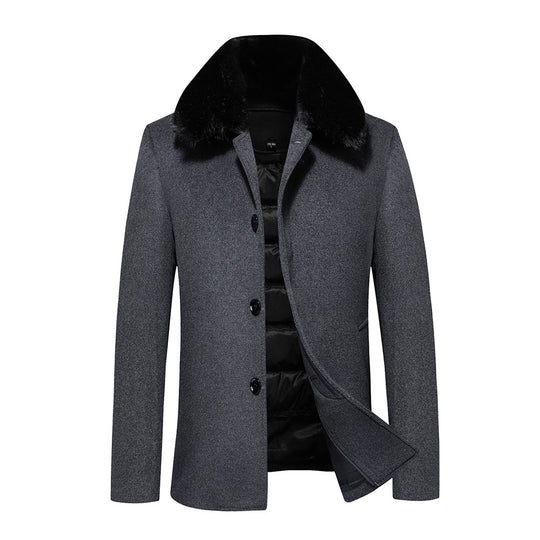 Herren Wollmantel mit gesteppter Thermofütterung und Kunstpelzkragen Shop Nory