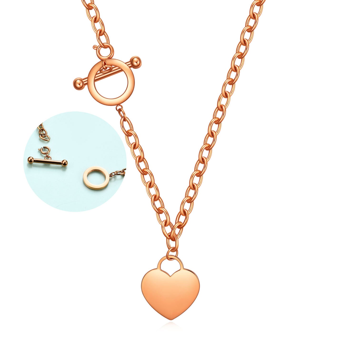 Damen Halskette mit herzförmigem Anhänger und elegantem Karabinerverschluss Shop Nory