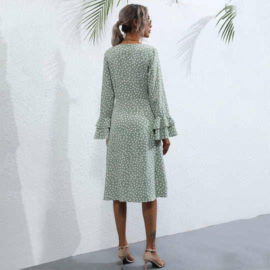 Damen Midi-Wickelkleid im Tupfenmuster mit Volant-Bündchen & Taillenkordel Shop Nory