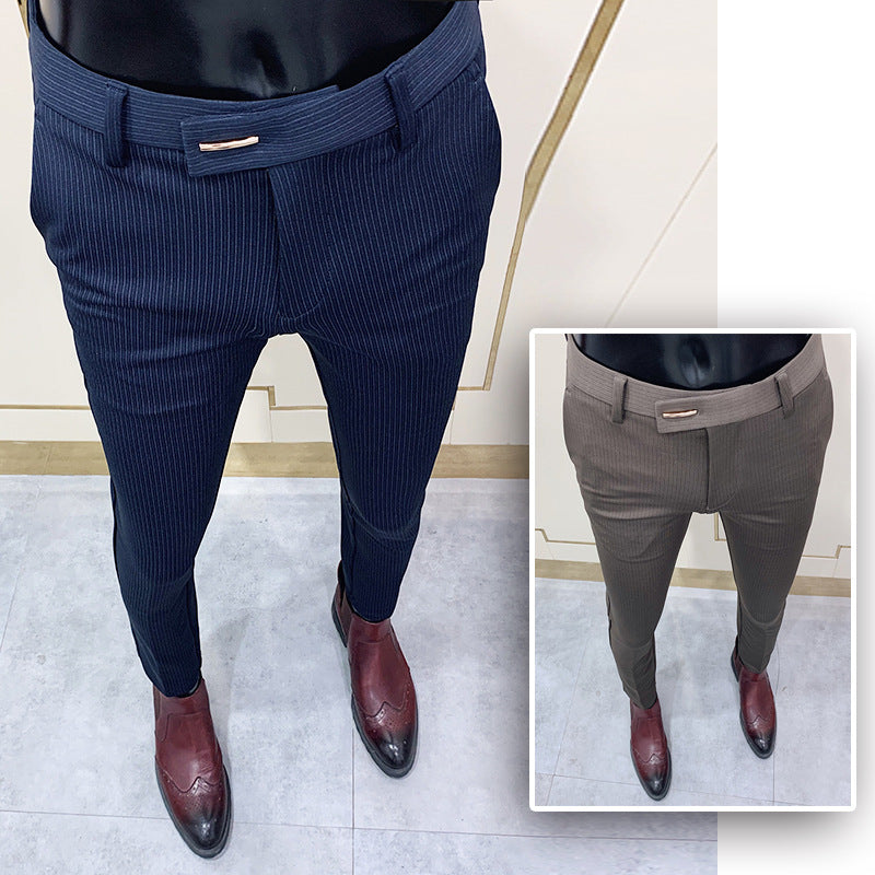 Herren schmal geschnittene Nadelstreifen Anzughose mit schmal zulaufendem Bein Shop Nory