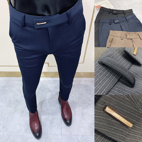 Herren schmal geschnittene Nadelstreifen Anzughose mit schmal zulaufendem Bein Shop Nory