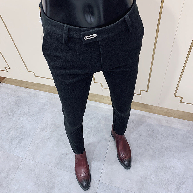 Herren tapered Businesshose mit elastischem Bund, verdecktem Verschluss und schmaler Schnitt Shop Nory