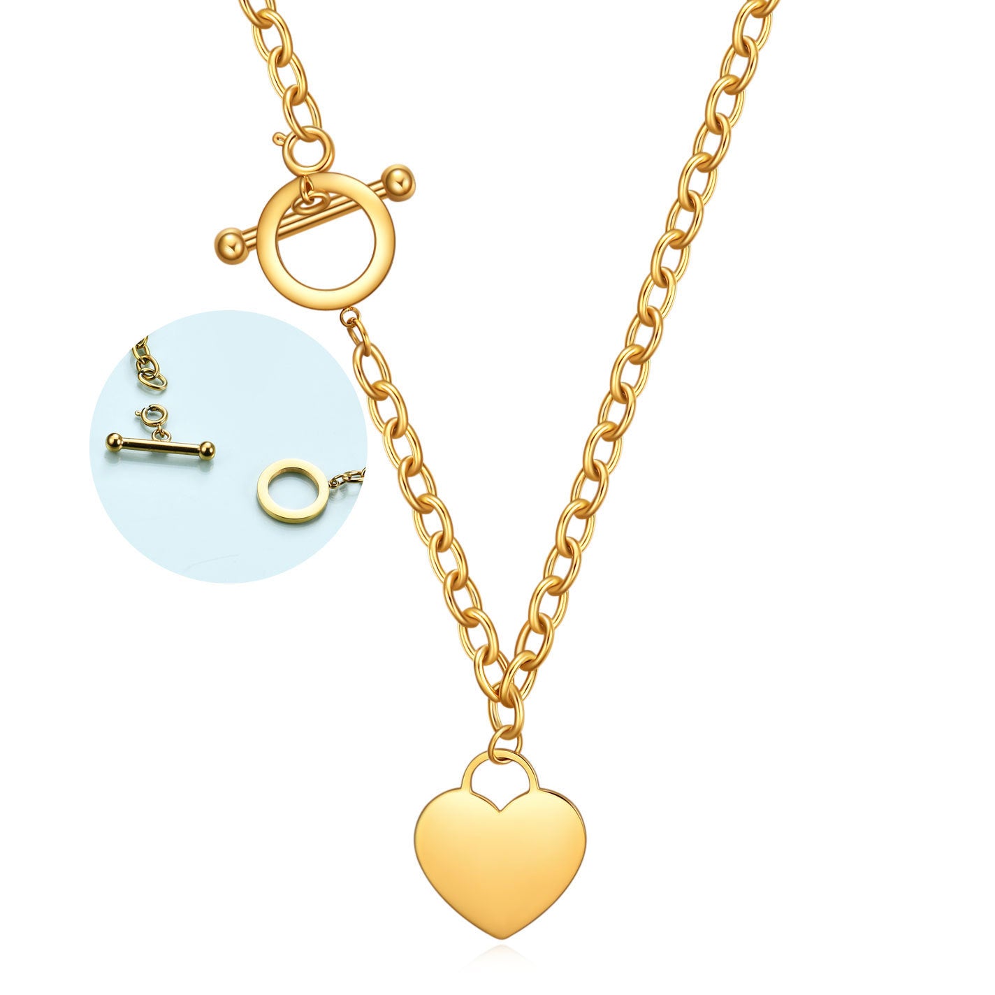 Damen Halskette mit herzförmigem Anhänger und elegantem Karabinerverschluss Shop Nory